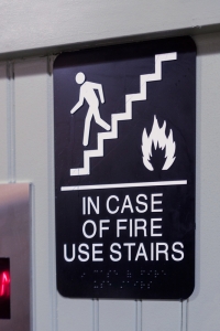 in case of fire use stairs